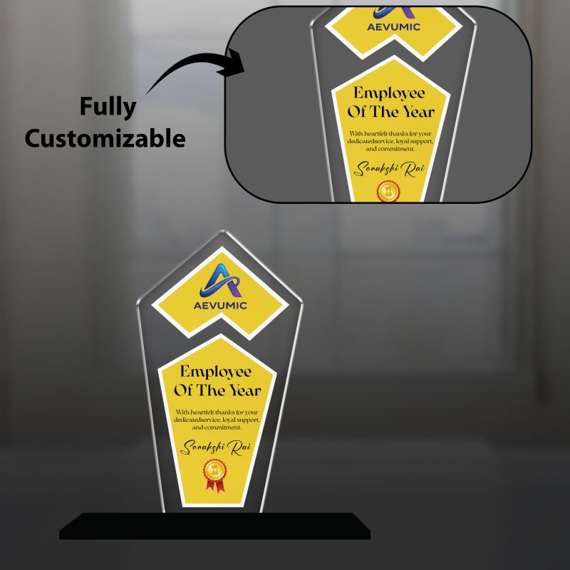 Employee Recognition Personalized Acrylic Award Trophy Custom with Name | Achievement Award for Employee, Corporate Recognition Thankyou Gift for Employee